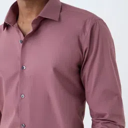 WES Formals by Westside Dusty Pink Ultra Slim Fit Cotton-Blend Shirt image 4