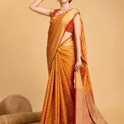 House Of Pataudi Woven Design Art Silk Leheria Sare image 2