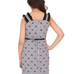 Cutecumber Kids Black & White Checks Dress with Belt image 2