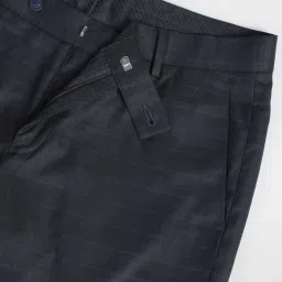 Arrow Blue Regular Fit Checks Trousers image 5