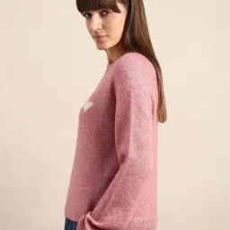 Vero Moda Pink Regular Fit Self Pattern Sweater image 3