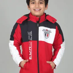 Cantabil Boy's Red Mock Neck Solid Full Sleeves Casual Jacket-picture-10