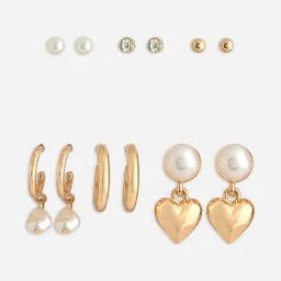 ToniQ Set Of 6 Studs Hoops Earrings image 5