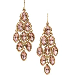 Accessorize London Women's Pink Gem Long Drop Earrings image 5