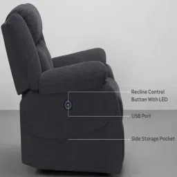 Sleepyhead RX7 Iceland Grey Wood 1 Seater Motorized Recliner Sofa image 4