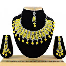 VATSALYA creation Rhodium-Plated Artificial Stone Studded Jewellery Set-picture-36