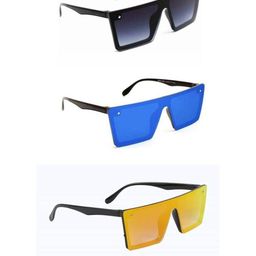 Arzonai Unisex Pack of 3 Clear Lens & Black Square Sunglasses with-picture-49