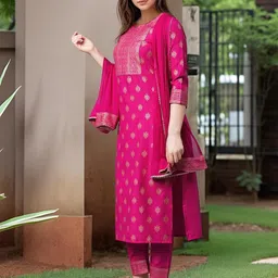 Aaghnya Women Viscose Rayon Printed Kurta Sets image 3