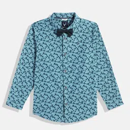 Allen Solly Junior Boys Floral Printed Cotton Casual Shirt With Bow-picture-51
