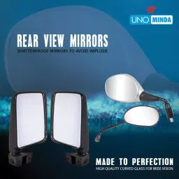 Uno Minda Shatterproof Glass Rear View Mirror - Left Hand for Hero CBG XTREME (RV-5012L) image 3