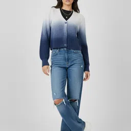 glitchez Ombre Self Design Oversized Cardigan image 3