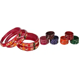 SOMIL Set Of 28 Stone-Studded & Beaded Bangles-image-38
