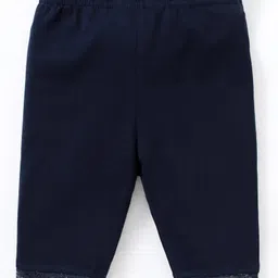 Babyhug Lace Border Three Fourth Leggings - Navy-picture-28