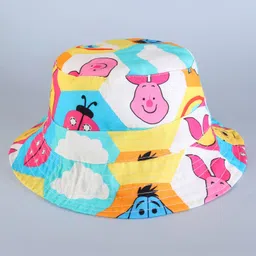Babyhug Disney Cotton Woven Summer Cap With Winnie The Pooh Print Multicolor - Diameter 16.2 cm-image-8