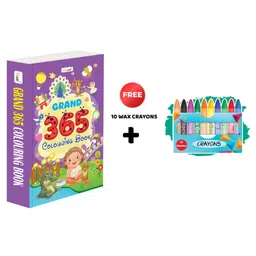 gowoo GRAND 365 Colouring Book and 10 WAX CRAYONS kids colouring book combo, crayon colouring book, all in one colouring book, fun colouring book for children, colouring kit for toddlers - English-picture-27