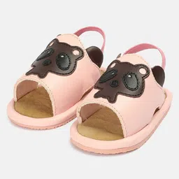 MINI KLUB Soft Sole Backstrap Closure Bear Applique Detailed Sandals - Light Pink-image-121