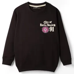 Doreme Terry Knit Full Sleeves Sweatshirt with Text Graphic - Black-picture-13