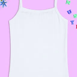 NUSYL Cotton Lycra Pack Of 2 Sleeveless Solid Camisoles - White image 3