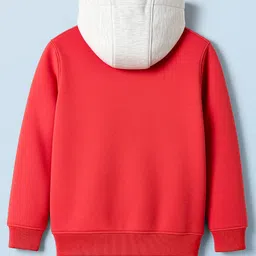 Pine Kids Cotton Knit Full Sleeves Hooded Sweatshirt With Patch Detailing & Kangaroo Pockets - Golden image 2