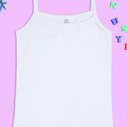 NUSYL Cotton Lycra Pack Of 2 Sleeveless Solid Camisoles - White image 4