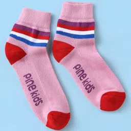 Pine Kids Knit Ankle Length Silvadur Antimicrobial Socks with Stripe Design Pack of 5 - Multicolor image 3