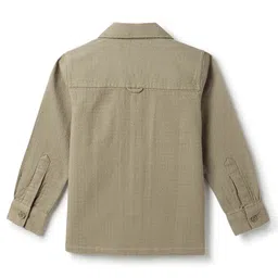 Tales & Stories Cotton Woven Full Sleeves Solid Shirt - Olive Green image 4