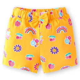 Babyhug Single Jersey Knit Shorts with Polka Dots Tropical Print & Bow Applique Pack of 3 - Pink & Purple image 4