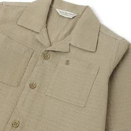 Tales & Stories Cotton Woven Full Sleeves Solid Shirt - Olive Green image 5