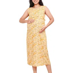 mama & bebe Floral Print Maternity Fit & Flare Midi Dress-picture-43