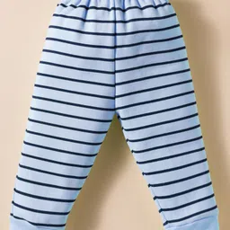 Child World Fleece Knit Full Sleeves Hooded Night Suit With Bird Embriodery - Blue image 5