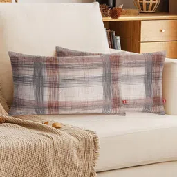 Tesmare Brown Set of 2 Abstract Velvet Rectangle Cushion Covers-picture-34