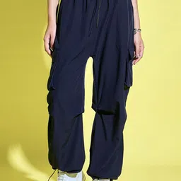 BUY NEW TREND Women Relaxed Loose Fit High-Rise Parachute Trousers-image-66