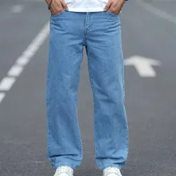 meixn Men Straight Fit Mid Rise Blue Jeans-picture-11