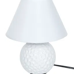 TAYHAA White Textured Frustum-Shaped Table Lamp image 4