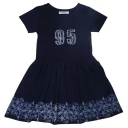 Gini & Jony Kids Navy Printed Dress-picture-22