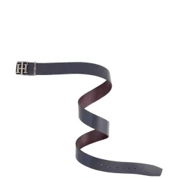 TOMMY HILFIGER Setubal Navy & Wine Leather Textured Reversible Belt For Men image 5