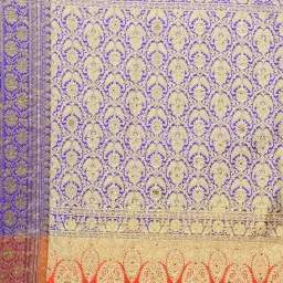 House Of Begum Satin Silk Orange Saree With Blouse Piece image 5