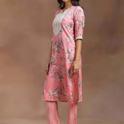 Libas Pink Cotton Printed Kurta Pant Set With Dupatta image 5