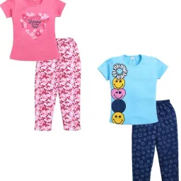 Todd N Teen Kids Multi Cotton Printed T-Shirts & Pajamas Set-image-82