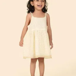 Fabindia Kids Off White Printed Dress-image-36