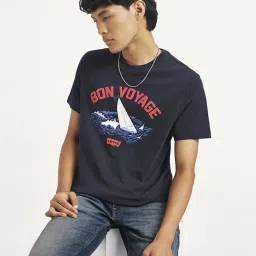 Levi's Navy Cotton Slim Fit Printed T-Shirt image 5