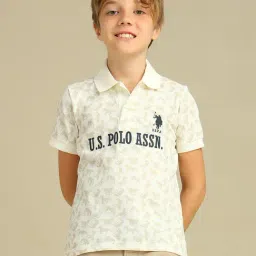 U.S. Polo Assn. Boys White All Over Printed Regular Fit Polo Shirt-picture-42