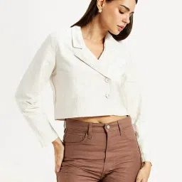 Levi's Women's Self Design Off-White Stylised Jacket image 3