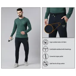 Force NXT Black Cotton Regular Fit Trackpants image 5