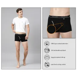 Force NXT Black Cotton Regular Fit Trunks image 5