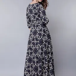 Tokyo Talkies Women Navy Blue Printed Maxi Dress image 2