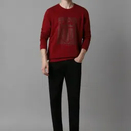 Louis Philippe Red Cotton Regular Fit Printed Sweatshirt image 5