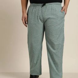 Sojanya Green & White Cotton Regular Slim Fit Checks Trackpants-picture-40