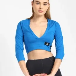 Adidas Blue Slim Fit W Mission V Crop Top-image-91