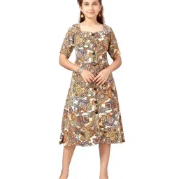 Aarika Kids Fawn Brown Printed Dress-picture-36
